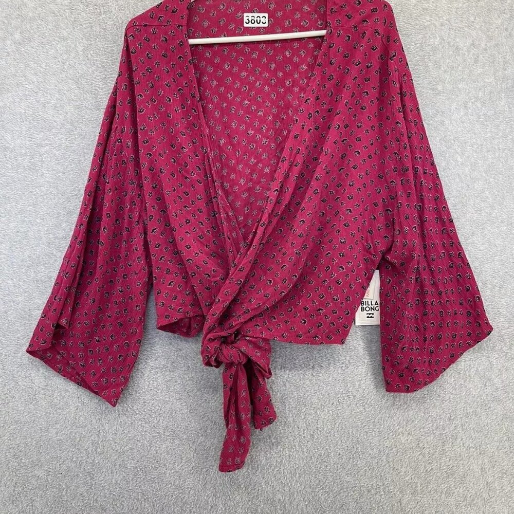 Billabong Pink Floral Front Tie Top